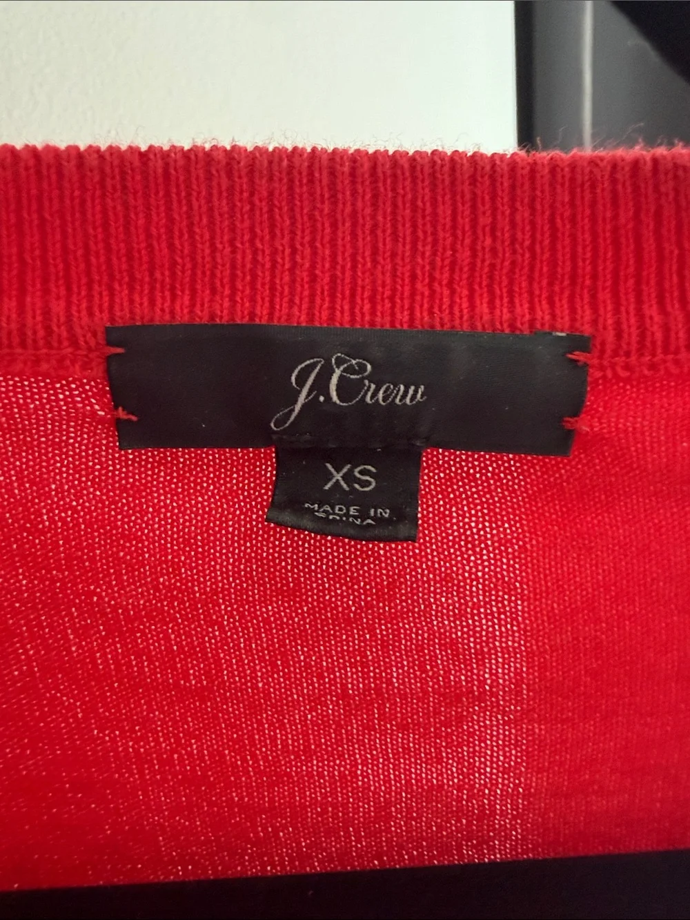 J. Crew Bright Scarlet Red Lightweight crew neck Button-Up Cardigan